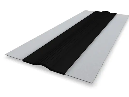 PREFA ekspansionsstykke til fodrende tagrender, aluminium, sort, 6.000 x 375 mm, højkvalitets tætningsløsning til tagrendesystemer.