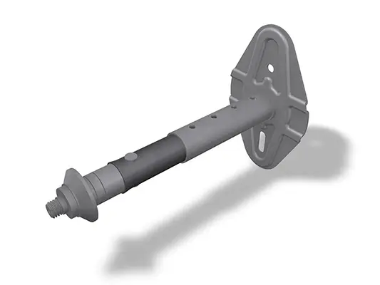 PREFA hængselstift til ETICS, fås i størrelserne 100-180 mm og 180-260 mm, inklusive dyvel, skrue og dækkappe, ideel til sikker fastgørelse af rørbøjler.