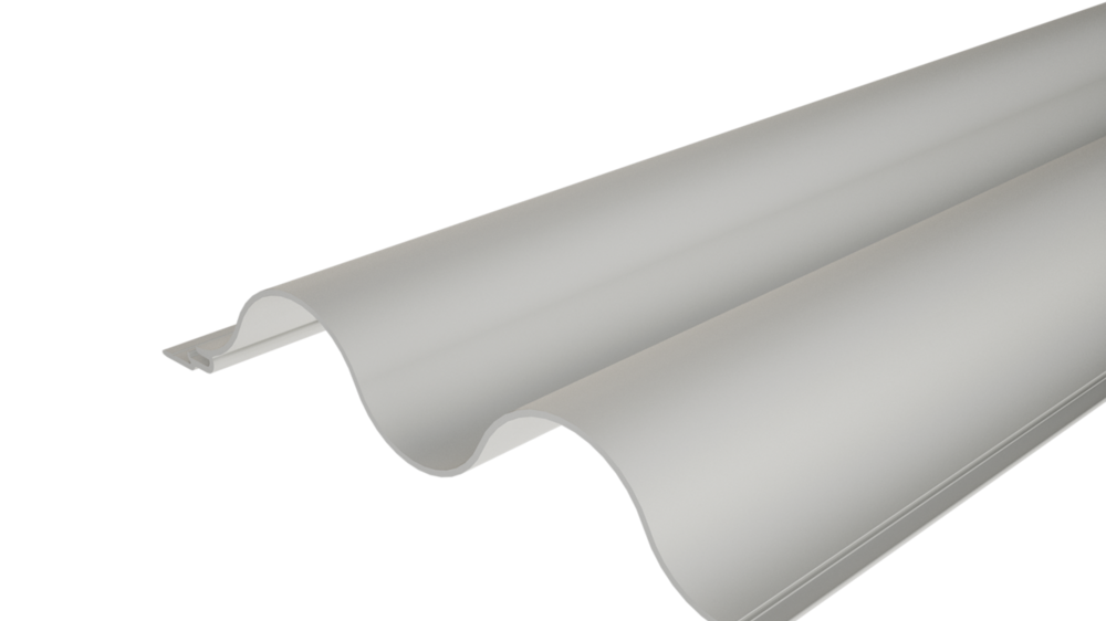 PREFAs ekstruderede profil med bølger 34/100 med bølgeformet overflade til facadedesign eller altanbeklædning.