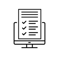Grafik med skærm, hvorpå vises en tjekliste eller en formular