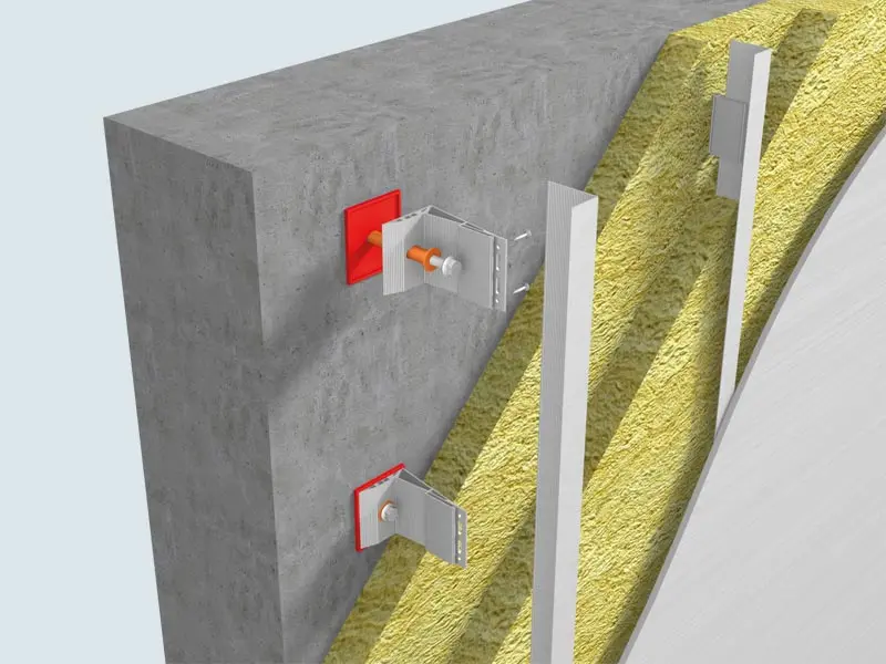 Opbygning af en bagventileret facade med underkonstruktion i metal