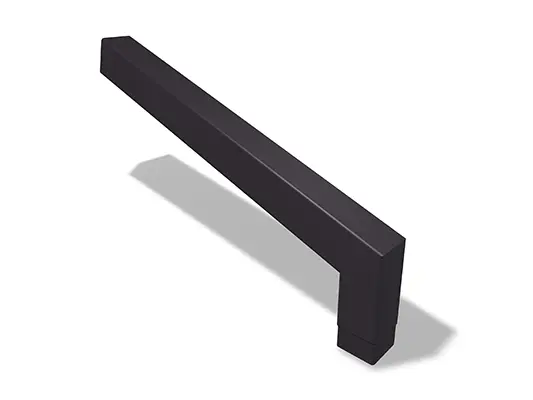 PREFA kvadratrør bøjning 72° (lang), fås i størrelserne 80 og 100 mm, med målene 1.000 x 196 mm (synlig).