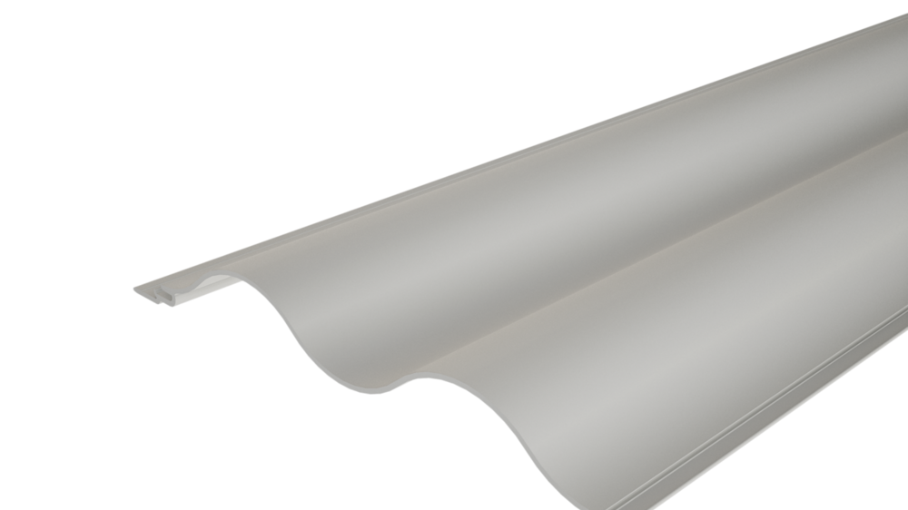 PREFAs ekstruderede profil med bølger 22/100 med bølgeformet overflade til facadedesign eller altanbeklædning.