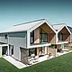 moderne dobbelthuse med PREFALZ-klimaskærm, -tag og -facade er beklædt med PREFALZ i patinagrå inklusiv kvadratrør